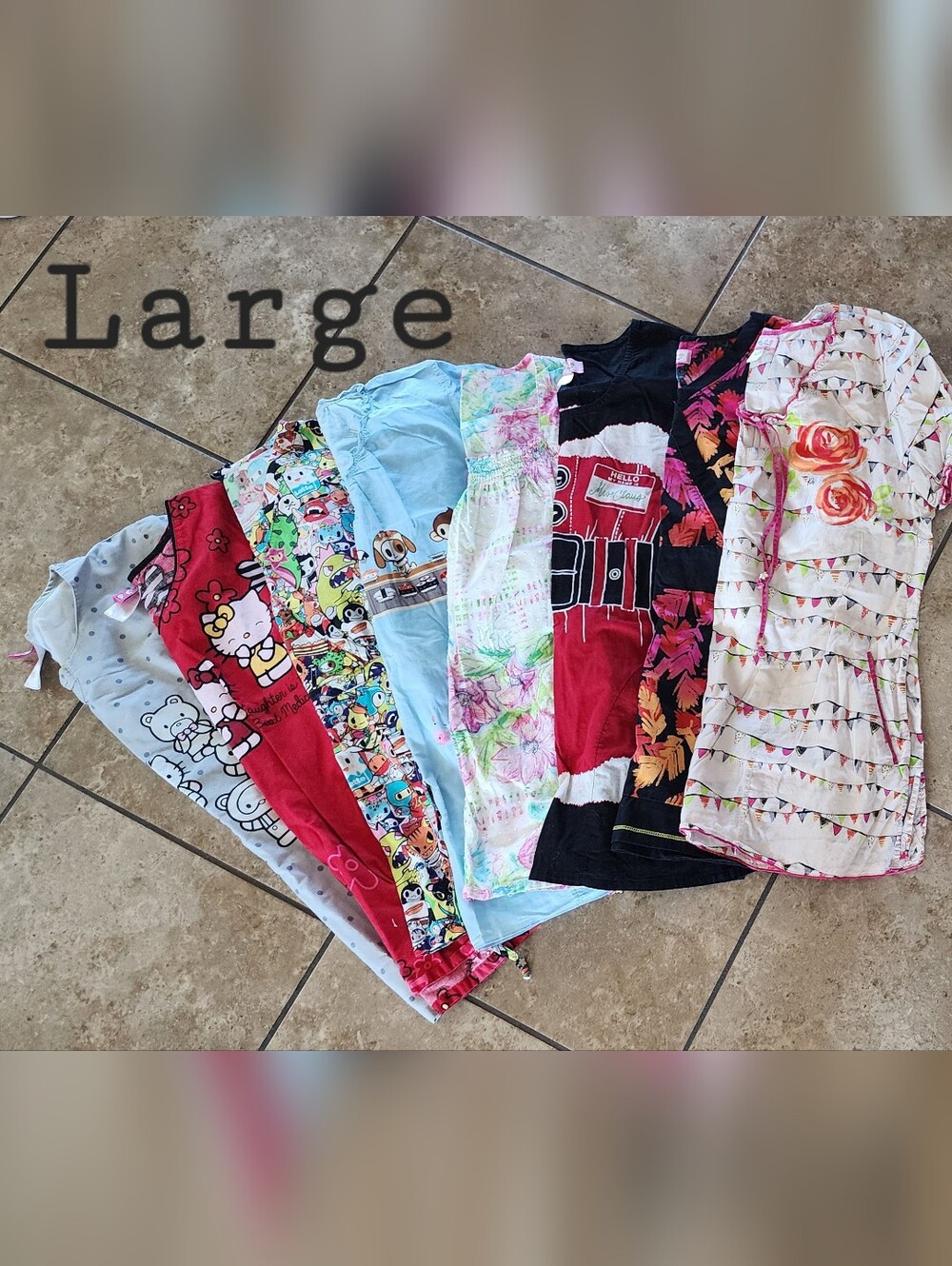 Size Medium & Large Scrub Tops. $10 Each. Hello Kitty